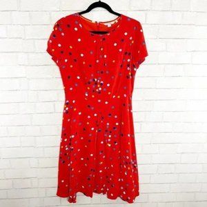 Boden Red Polka Dot Fit & Flare Short Sleeve Midi Dress Women's US Size 8R